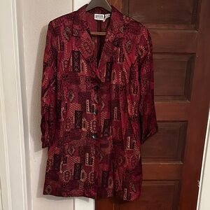 Chicos red, black and gold jacket topper size 2